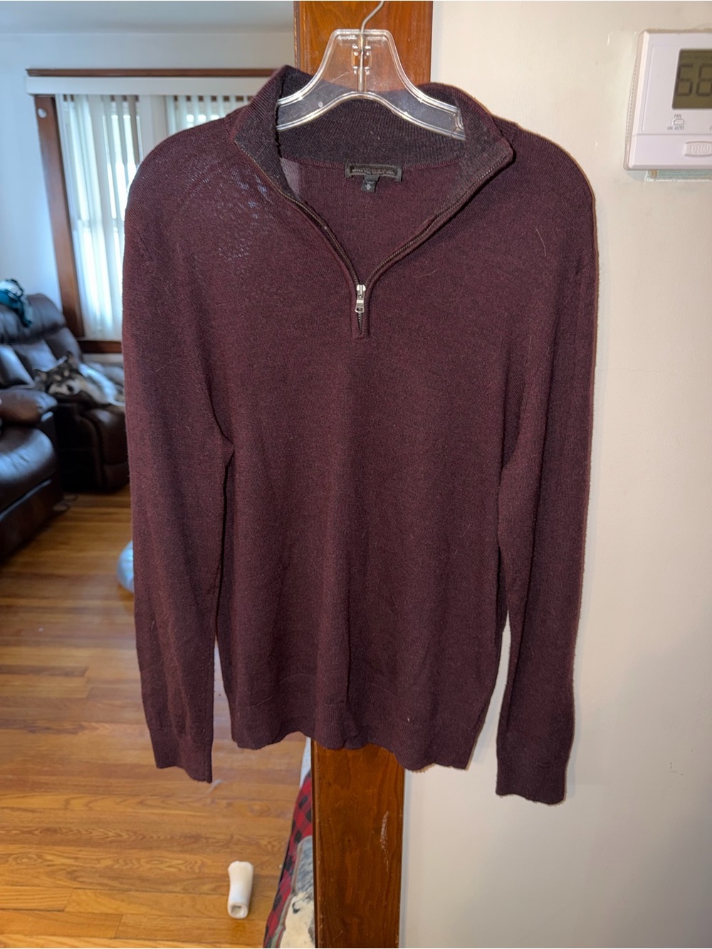 Express Men's Zip-Neck Sweater in Deep Burgundy